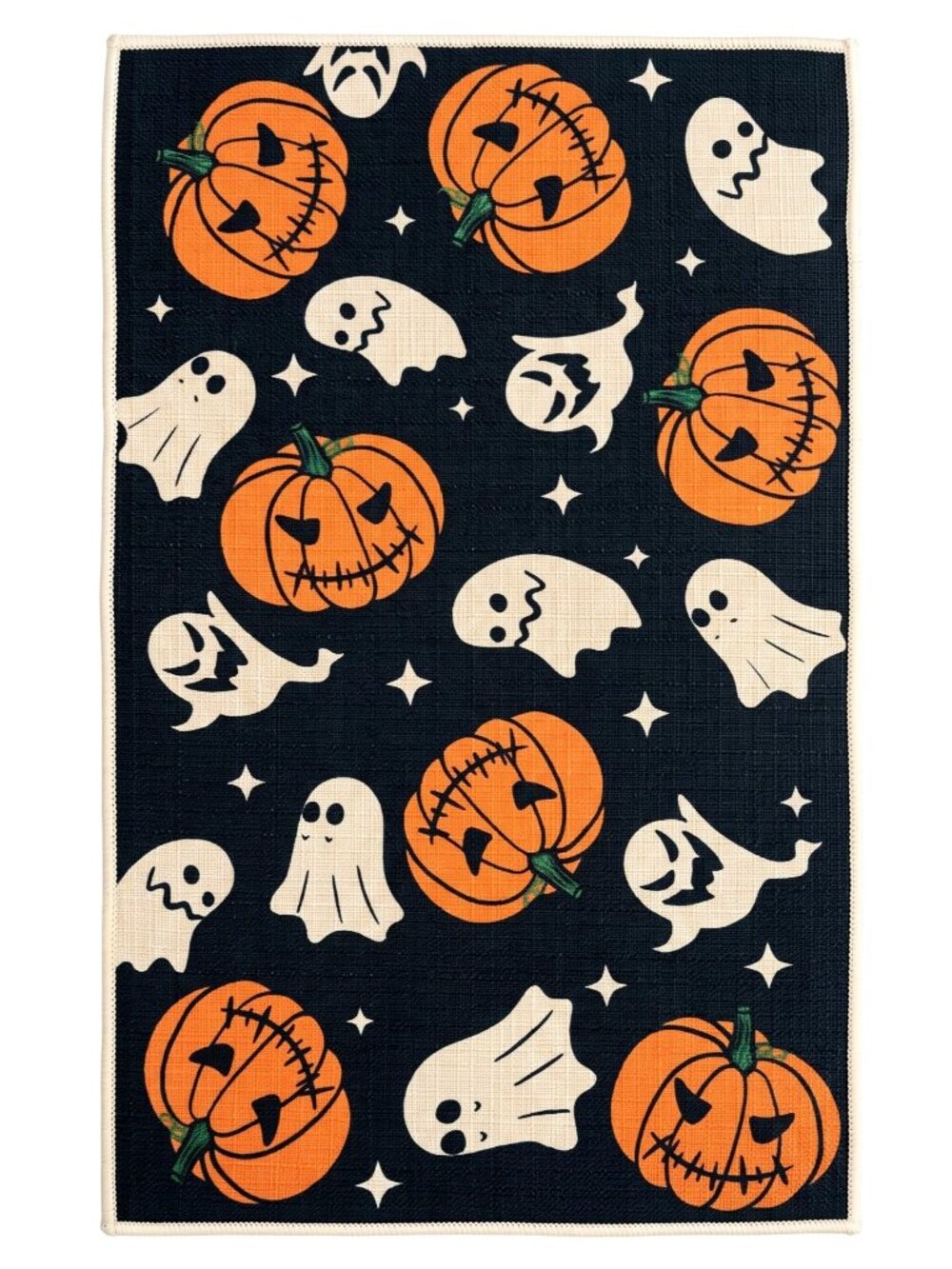 Halloween Doormat Ghost Pumpkin Jack O Lantern Rubber Back Entryway Rug 17x27